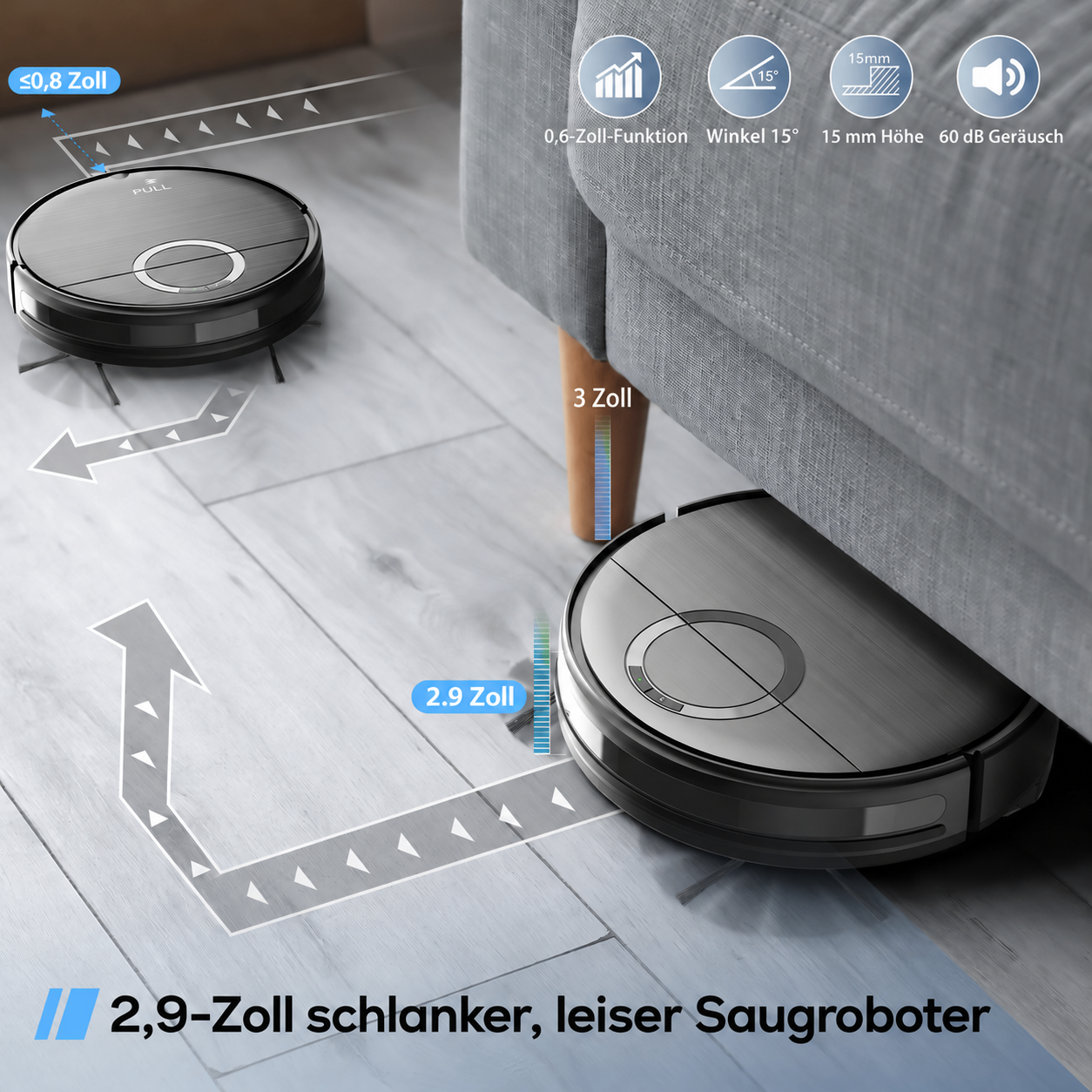 ROVA nur 7,4 cm flach und mit 60 dB leise im Betrieb